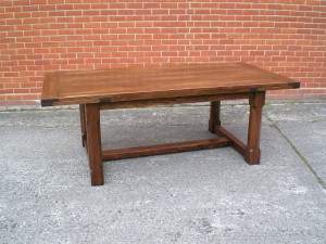 LIGHTLY DISTRESSED DRAW LEAF REFECTORY TABLE (2)
